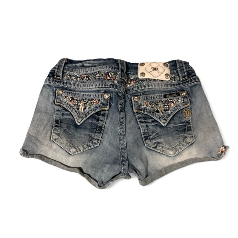 Vintage Y2K Miss Me MCbling Low Rise Denim Shorts Size 28"